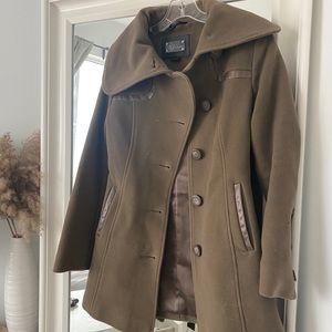 Mackage Wool Blend Coat In Taupe XS